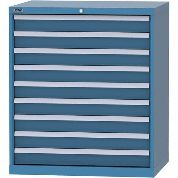 LISTA - 9 Drawer, 84 Compartment Bright Blue Steel Modular Storage Cabinet - Exact Tool & Supply