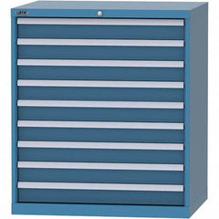 LISTA - 9 Drawer, 84 Compartment Bright Blue Steel Modular Storage Cabinet - Exact Tool & Supply