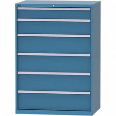 LISTA - 6 Drawer, 99 Compartment Bright Blue Steel Modular Storage Cabinet - Exact Tool & Supply