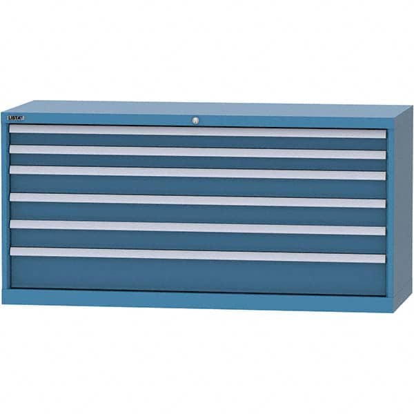 LISTA - 6 Drawer, 84 Compartment Bright Blue Steel Modular Storage Cabinet - Exact Tool & Supply