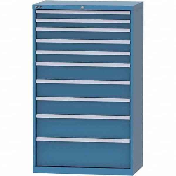 LISTA - 10 Drawer, 84 Compartment Bright Blue Steel Modular Storage Cabinet - Exact Tool & Supply