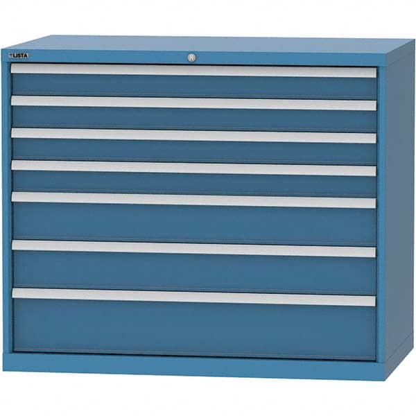 LISTA - 7 Drawer, 99 Compartment Bright Blue Steel Modular Storage Cabinet - Exact Tool & Supply