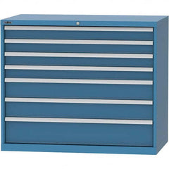 LISTA - 7 Drawer, 99 Compartment Bright Blue Steel Modular Storage Cabinet - Exact Tool & Supply