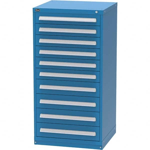 Vidmar - 10 Drawer Bright Blue Steel Modular Storage Cabinet - Exact Tool & Supply