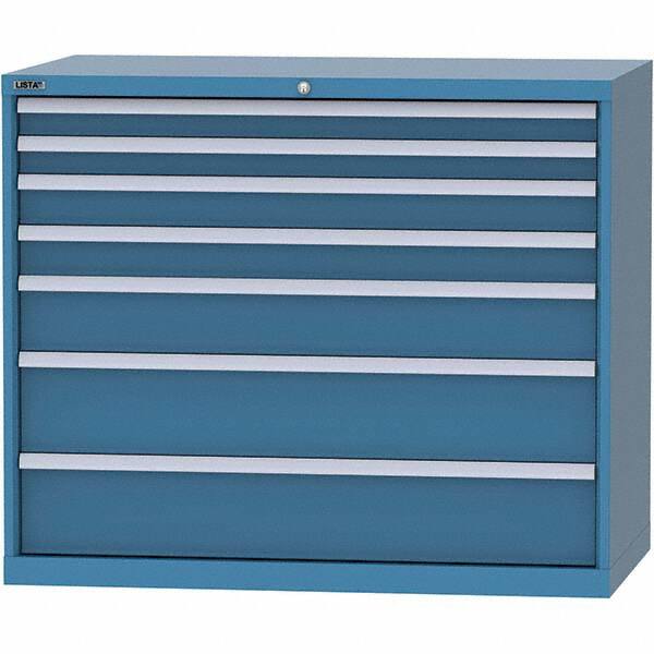 LISTA - 7 Drawer, 99 Compartment Bright Blue Steel Modular Storage Cabinet - Exact Tool & Supply