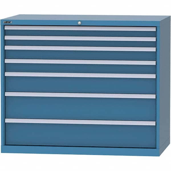 LISTA - 7 Drawer, 99 Compartment Bright Blue Steel Modular Storage Cabinet - Exact Tool & Supply