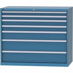 LISTA - 7 Drawer, 99 Compartment Bright Blue Steel Modular Storage Cabinet - Exact Tool & Supply