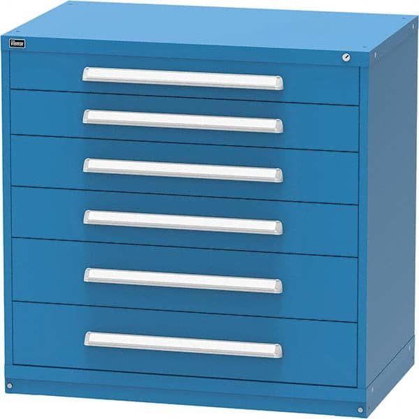 Vidmar - 6 Drawer, 45 Compartment Bright Blue Steel Modular Storage Cabinet - Exact Tool & Supply