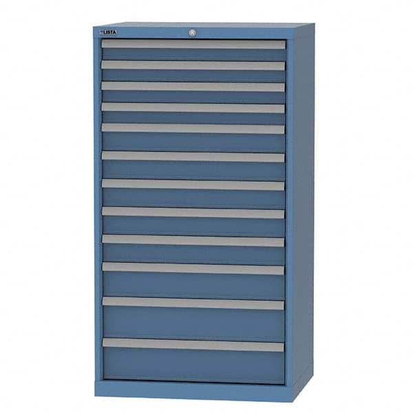 LISTA - 12 Drawer, 124 Compartment Bright Blue Steel Modular Storage Cabinet - Exact Tool & Supply