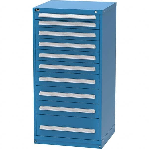 Vidmar - 10 Drawer, 124 Compartment Bright Blue Steel Modular Storage Cabinet - Exact Tool & Supply