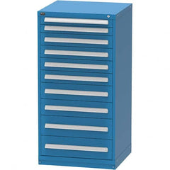 Vidmar - 10 Drawer Bright Blue Steel Modular Storage Cabinet - Exact Tool & Supply