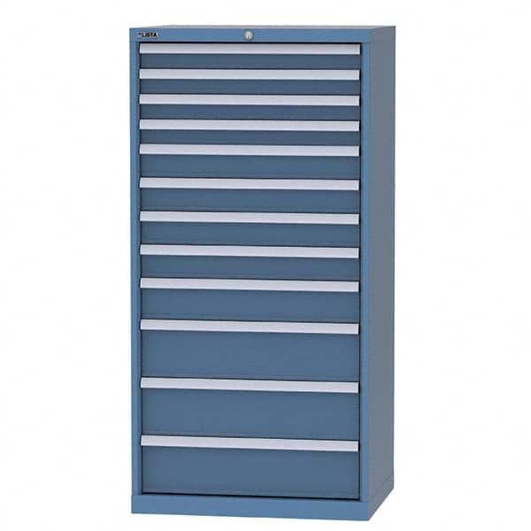 LISTA - 11 Drawer, 93 Compartment Bright Blue Steel Modular Storage Cabinet - Exact Tool & Supply