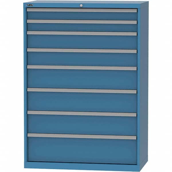 LISTA - 8 Drawer, 84 Compartment Bright Blue Steel Modular Storage Cabinet - Exact Tool & Supply