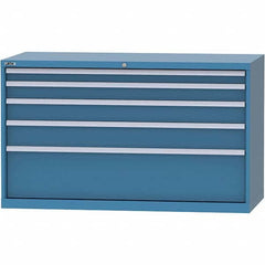 LISTA - 5 Drawer, 84 Compartment Bright Blue Steel Modular Storage Cabinet - Exact Tool & Supply