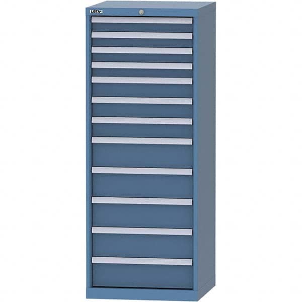 LISTA - 12 Drawer, 84 Compartment Bright Blue Steel Modular Storage Cabinet - Exact Tool & Supply