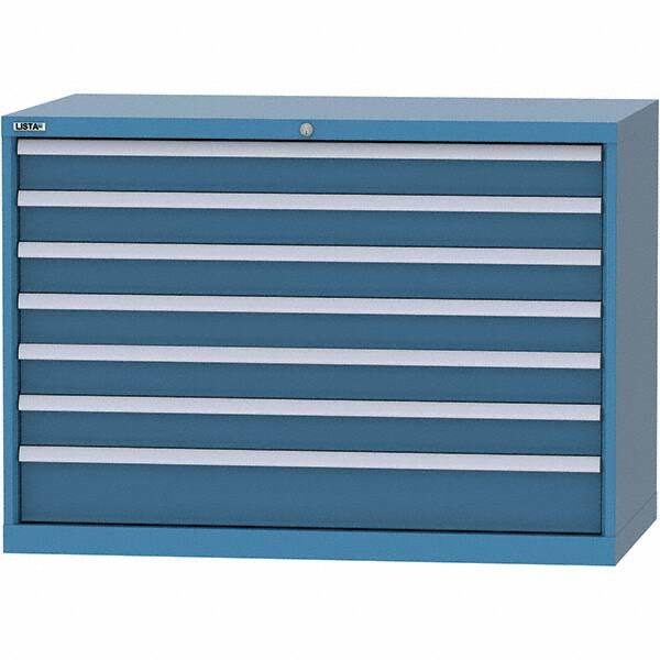 LISTA - 7 Drawer, 99 Compartment Bright Blue Steel Modular Storage Cabinet - Exact Tool & Supply
