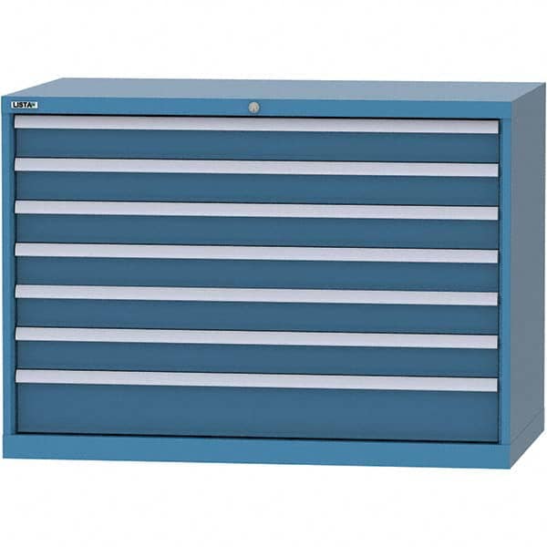 LISTA - 7 Drawer, 99 Compartment Bright Blue Steel Modular Storage Cabinet - Exact Tool & Supply