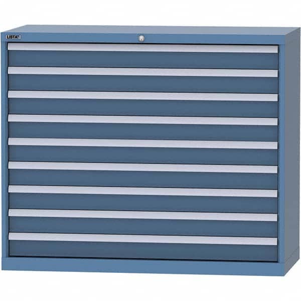 LISTA - 9 Drawer, 99 Compartment Bright Blue Steel Modular Storage Cabinet - Exact Tool & Supply