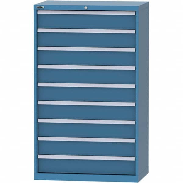 LISTA - 9 Drawer, 84 Compartment Bright Blue Steel Modular Storage Cabinet - Exact Tool & Supply