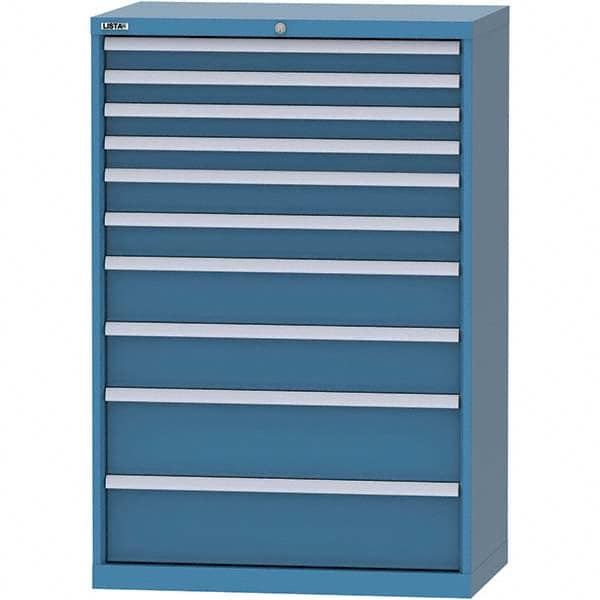 LISTA - 10 Drawer, 84 Compartment Bright Blue Steel Modular Storage Cabinet - Exact Tool & Supply
