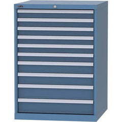 LISTA - 10 Drawer, 45 Compartment Bright Blue Steel Modular Storage Cabinet - Exact Tool & Supply