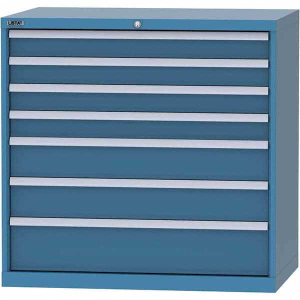 LISTA - 7 Drawer, 99 Compartment Bright Blue Steel Modular Storage Cabinet - Exact Tool & Supply