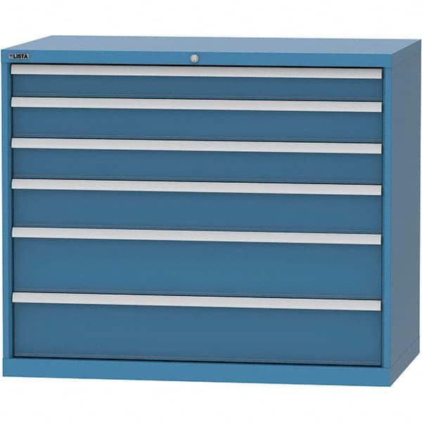 LISTA - 6 Drawer, 99 Compartment Bright Blue Steel Modular Storage Cabinet - Exact Tool & Supply