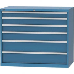 LISTA - 6 Drawer, 99 Compartment Bright Blue Steel Modular Storage Cabinet - Exact Tool & Supply