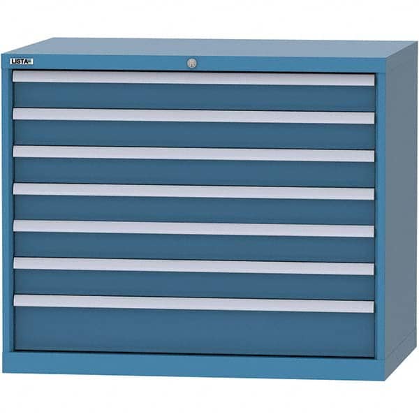 LISTA - 7 Drawer, 99 Compartment Bright Blue Steel Modular Storage Cabinet - Exact Tool & Supply