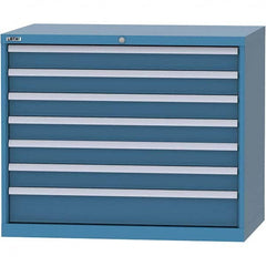 LISTA - 7 Drawer, 99 Compartment Bright Blue Steel Modular Storage Cabinet - Exact Tool & Supply