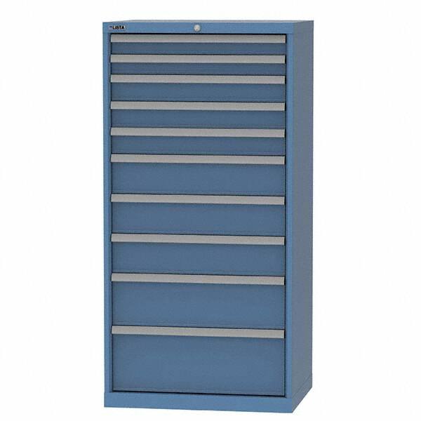 LISTA - 10 Drawer, 93 Compartment Bright Blue Steel Modular Storage Cabinet - Exact Tool & Supply