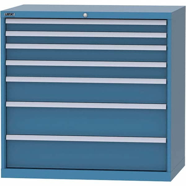 LISTA - 7 Drawer, 99 Compartment Bright Blue Steel Modular Storage Cabinet - Exact Tool & Supply