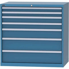 LISTA - 7 Drawer, 99 Compartment Bright Blue Steel Modular Storage Cabinet - Exact Tool & Supply