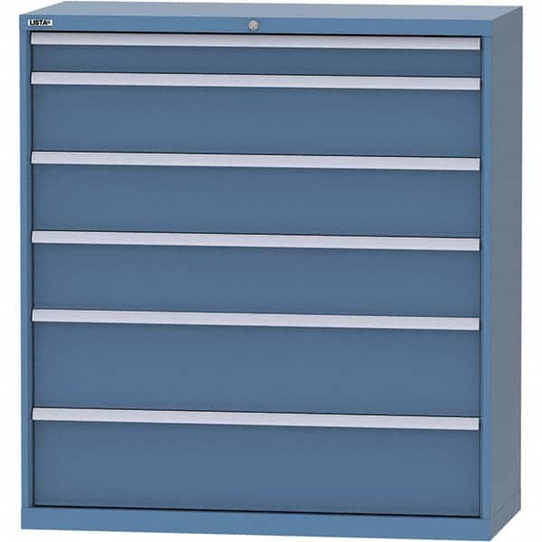LISTA - 6 Drawer, 99 Compartment Bright Blue Steel Modular Storage Cabinet - Exact Tool & Supply