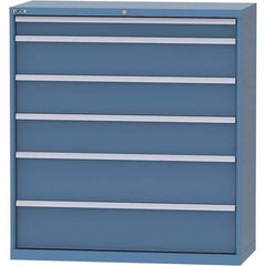LISTA - 6 Drawer, 99 Compartment Bright Blue Steel Modular Storage Cabinet - Exact Tool & Supply