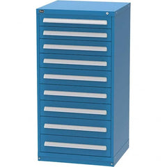 Vidmar - 9 Drawer, 344 Compartment Bright Blue Steel Modular Storage Cabinet - Exact Tool & Supply