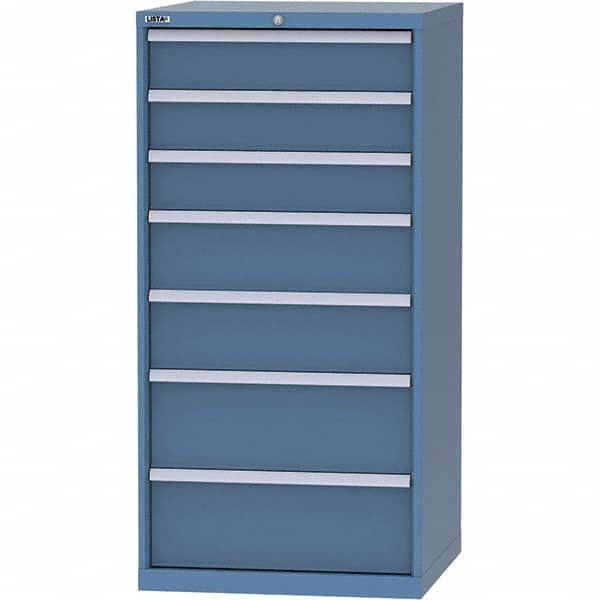 LISTA - 7 Drawer, 45 Compartment Bright Blue Steel Modular Storage Cabinet - Exact Tool & Supply