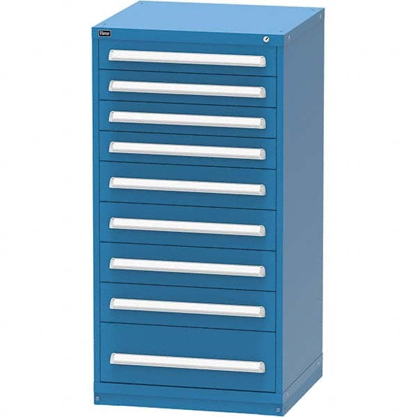 Vidmar - 9 Drawer Bright Blue Steel Modular Storage Cabinet - Exact Tool & Supply