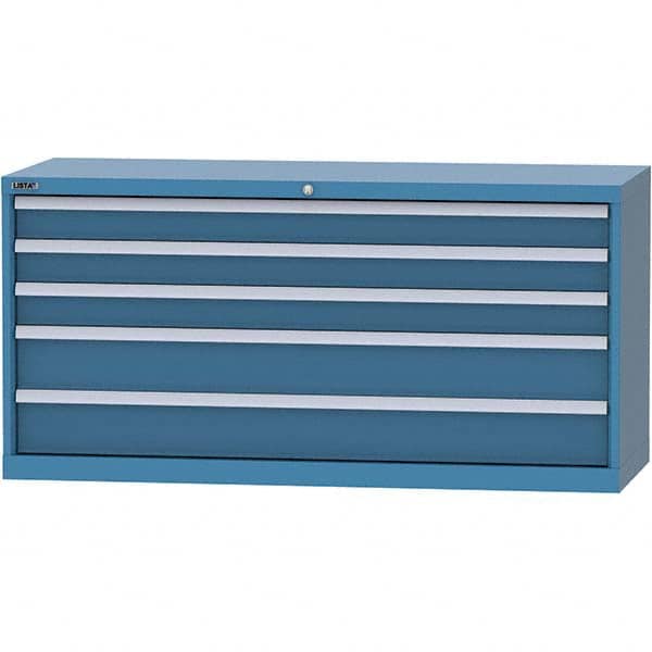 LISTA - 5 Drawer, 84 Compartment Bright Blue Steel Modular Storage Cabinet - Exact Tool & Supply