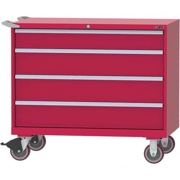 LISTA - 4 Drawer, 99 Compartment Red Steel Modular Storage Cabinet - Exact Tool & Supply