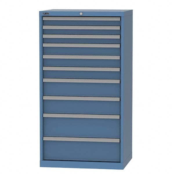 LISTA - 10 Drawer, 124 Compartment Bright Blue Steel Modular Storage Cabinet - Exact Tool & Supply