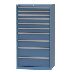 LISTA - 10 Drawer, 124 Compartment Bright Blue Steel Modular Storage Cabinet - Exact Tool & Supply