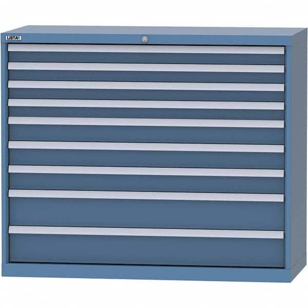 LISTA - 9 Drawer, 99 Compartment Bright Blue Steel Modular Storage Cabinet - Exact Tool & Supply