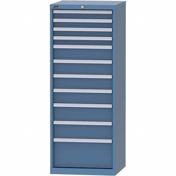 LISTA - 11 Drawer, 84 Compartment Bright Blue Steel Modular Storage Cabinet - Exact Tool & Supply