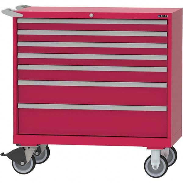 LISTA - 7 Drawer, 84 Compartment Bright Blue Steel Modular Storage Cabinet - Exact Tool & Supply