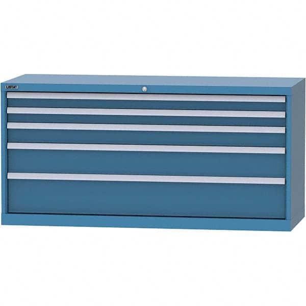 LISTA - 5 Drawer, 84 Compartment Bright Blue Steel Modular Storage Cabinet - Exact Tool & Supply