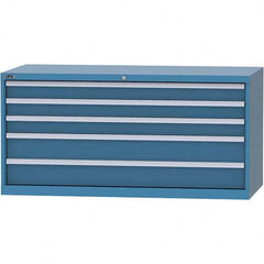 LISTA - 5 Drawer, 84 Compartment Bright Blue Steel Modular Storage Cabinet - Exact Tool & Supply