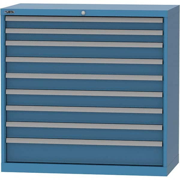 LISTA - 9 Drawer, 84 Compartment Bright Blue Steel Modular Storage Cabinet - Exact Tool & Supply