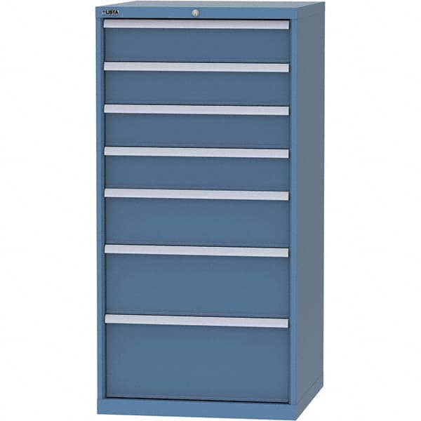 LISTA - 7 Drawer, 45 Compartment Bright Blue Steel Modular Storage Cabinet - Exact Tool & Supply