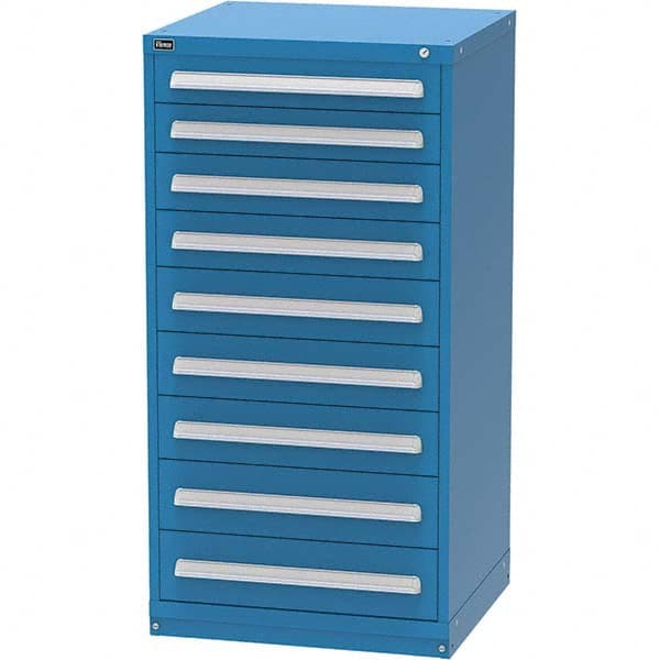 Vidmar - 9 Drawer, 344 Compartment Bright Blue Steel Modular Storage Cabinet - Exact Tool & Supply